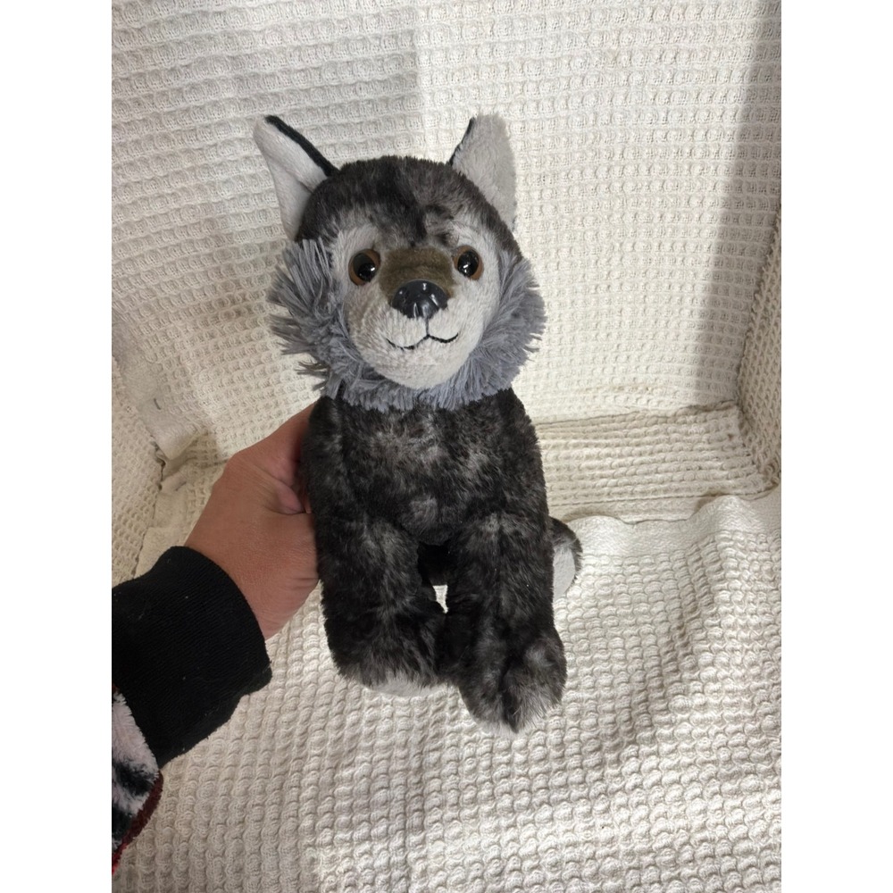 Naturecore Unisex The Petting Zoo Wolf Plush‎ 10 Inch Grey Black